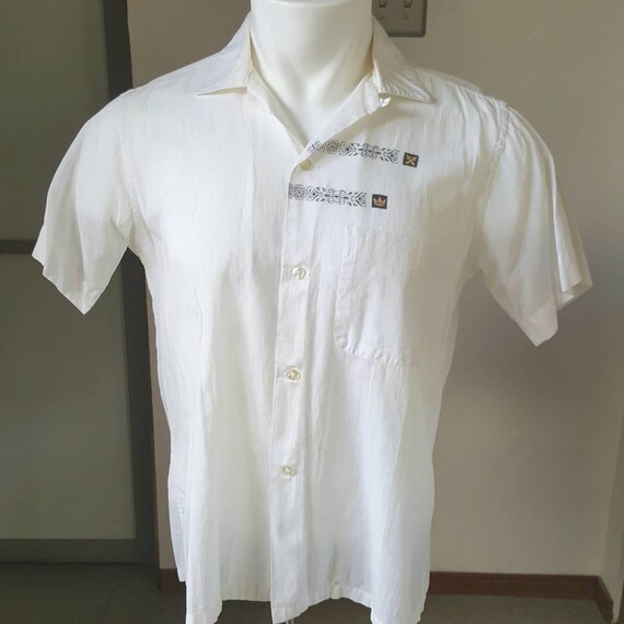 1950s Vintage Arrow Sheer White Loop Collar Shirt