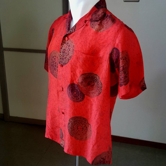 1950s Vintage Ross Sutherland silk Hawaiian shirt… - image 3