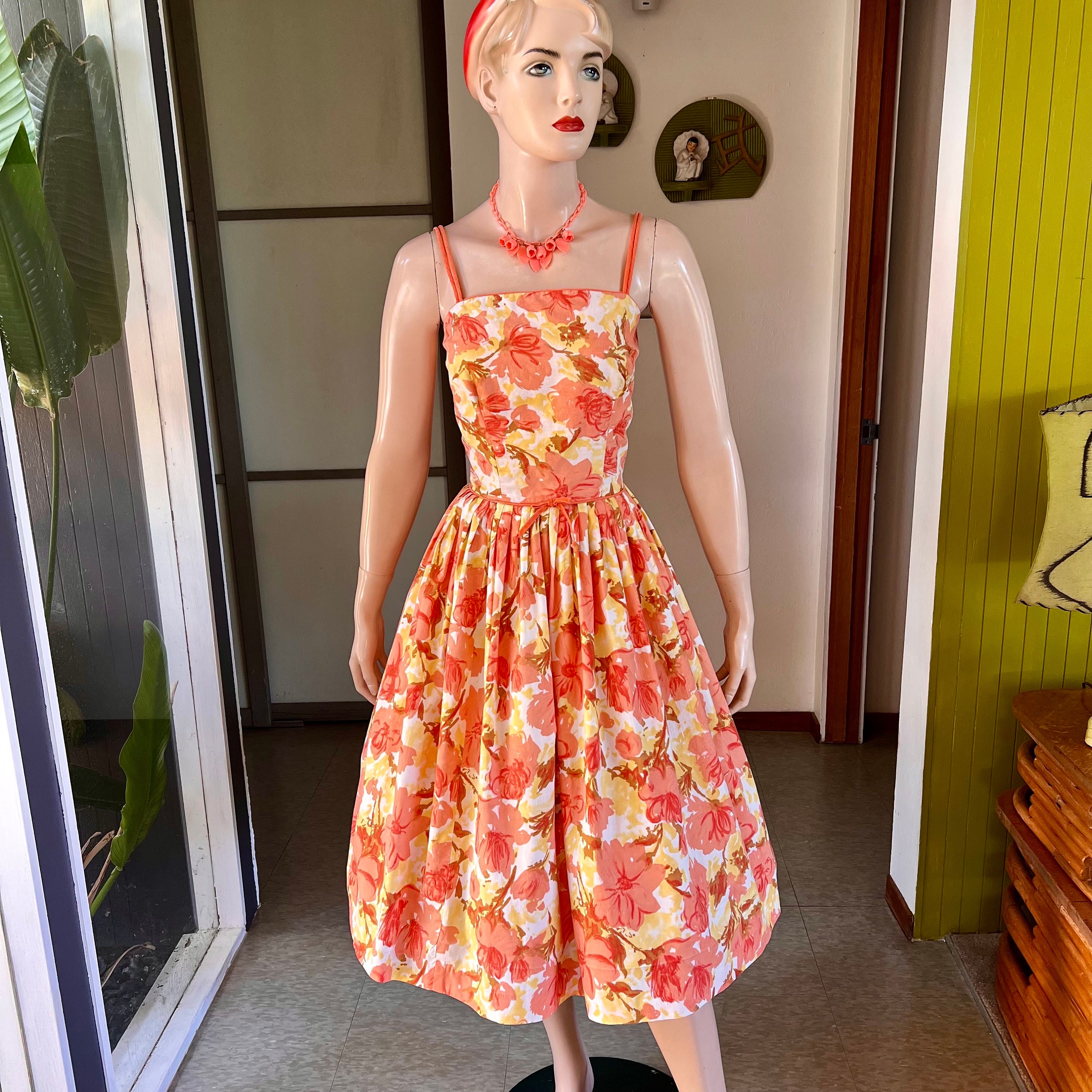 1950s Orange Dress Etsy