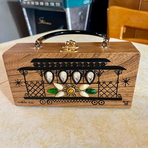 1960s Vintage Enid Collins Cable Car Wood Box Purse - Etsy
