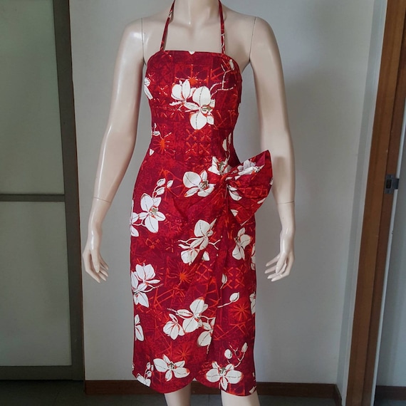 1950s Vintage Alfred Shaheen Sarong Wiggle Dress S