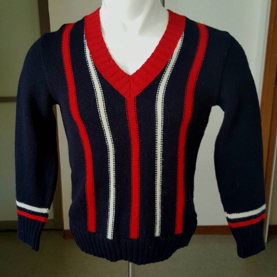 1960s vintage men's pullover sweater with vertical