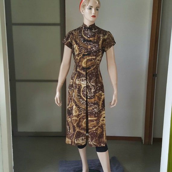 1950s Vintage Royal Hawaiian Tea Timer Dress S
