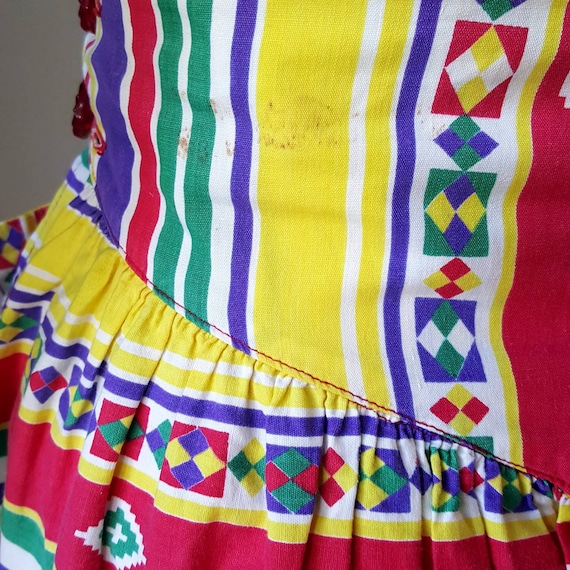 Southwest native print colorful skirt with tie wa… - image 5