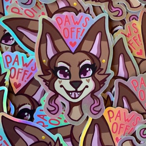 Paws Off! Holographic Vinyl Sticker