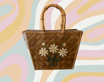 Vintage Lois Hill wicker flower purse