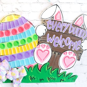 Easter door hanger, bunny door hanger, Easter egg door hanger, Happy Easter door hanger, Easter door decor, Bunny door decor, bunny wreath
