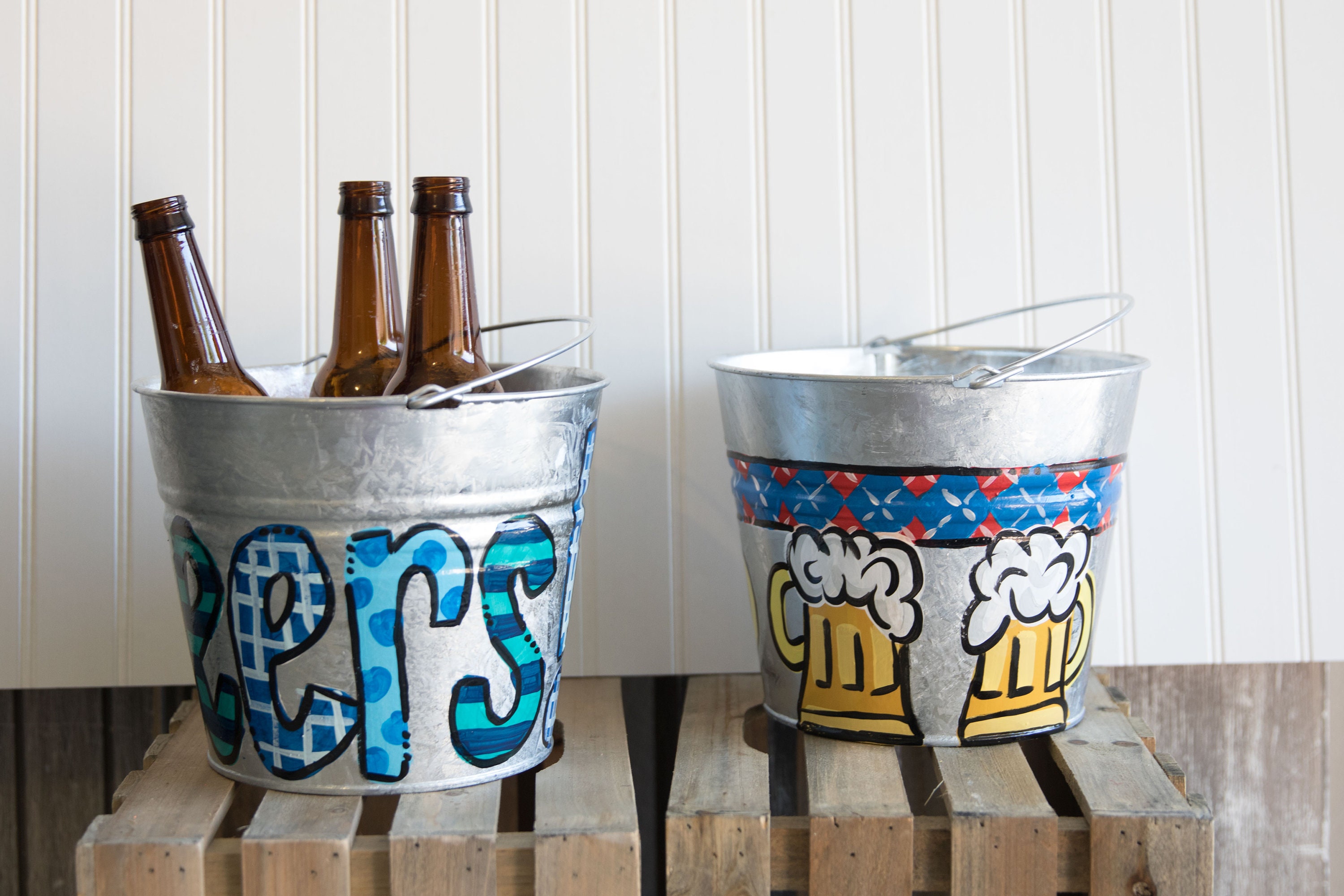 Personalized Metal Bucket Beer Bucket Fathers Day Grad Etsy