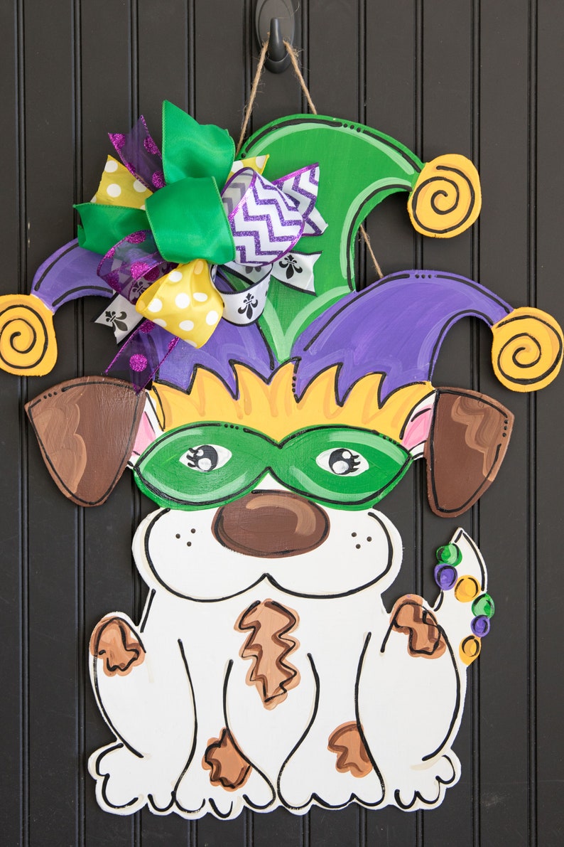 Mardi Gras Door Hanger Dog Door Hanger Easter Door Hanger Etsy