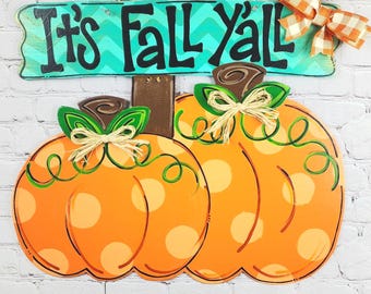 Welcome Pumpkin Door Hanger, Thanksgiving door hanger, autumn door hanger, pumpkin decor, happy harvest, custom door hanger, fall, burlap