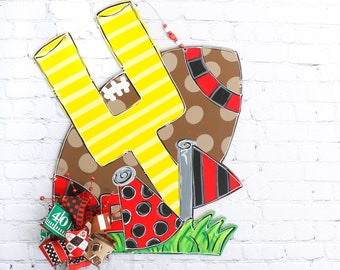 Football Door Hanger, Football Lover Door Hanger, Football Fan Door Hanger, Hand Painted Football hanger, wooden door hanger, custom door