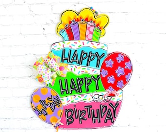 Interchangeable birthday door hanger, cupcake door hanger, birthday party decor, personalized birthday, door hanger attachment