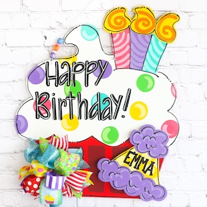 Interchangeable birthday door hanger, cupcake door hanger, birthday party decor, personalized birthday, door hanger attachment, bday party