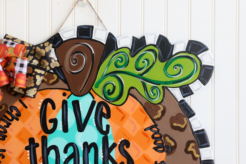 buffalo plaid decor Thanksgiving door hanger autumn door hanger wood pallet door hanger farmhouse buffalo check Pumpkin Door Hanger