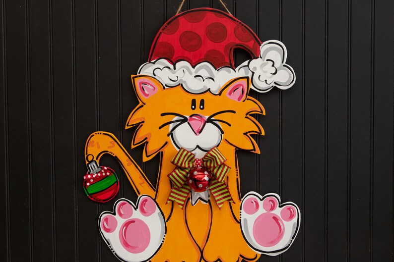 Cat Door Hanger Kitty Door Hanger Cat Lover Gift Christmas Etsy