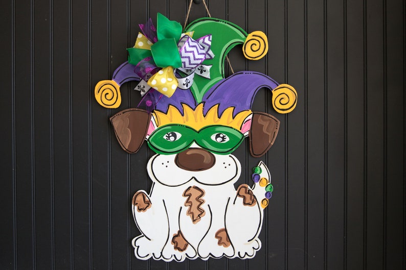 Mardi Gras Door Hanger Dog Door Hanger Easter Door Hanger Etsy