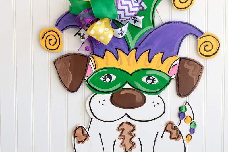 Mardi Gras Door Hanger Dog Door Hanger Easter Door Hanger Etsy