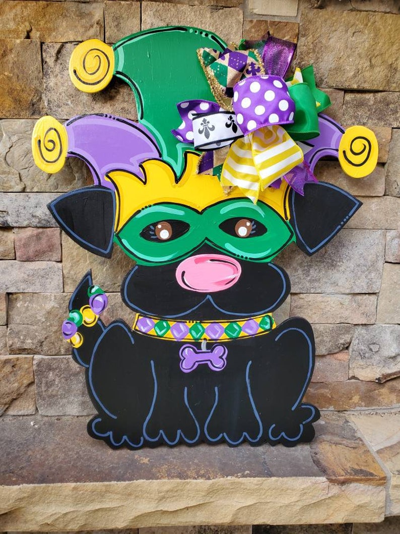 Mardi Gras Door Hanger Dog Door Hanger Easter Door Hanger Etsy