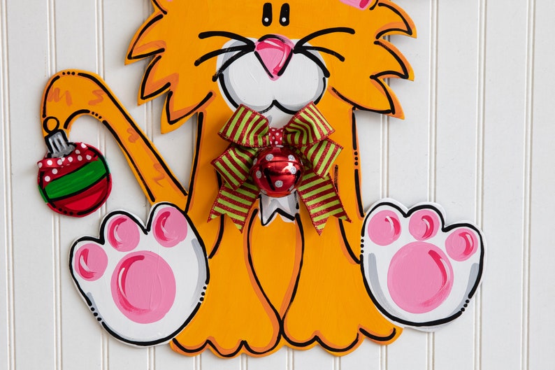 Cat Door Hanger Kitty Door Hanger Cat Lover Gift Christmas Etsy
