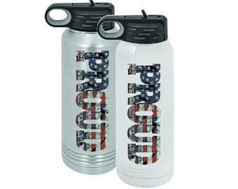 America Proud 30 oz Water Bottle w/ Straw | USA Flag | Sports Hydro Bottle | Sublimation Design Will NOT Peel Off | Quality Gift Idea