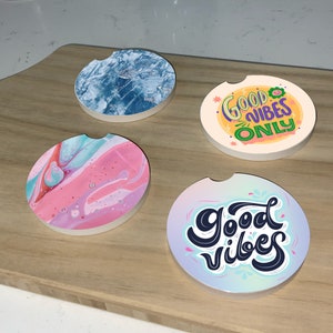 Aesthetic Car Coasters Set of 2 | Glossy Ceramic Car Coasters | Car Décor | Drinkware | Gifts for Her