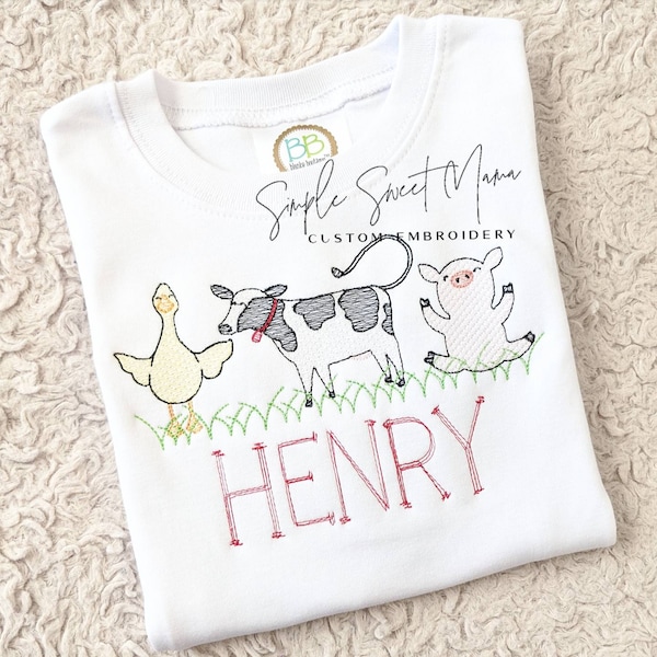 Farm Animals Embroidery T-shirt/Bubble/Romper