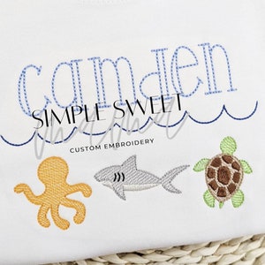 Sea Creatures Embroidery T-shirt/Bubble/Romper