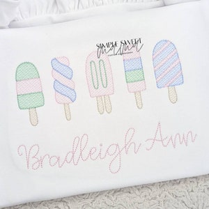 Ice Cream Popsicles Summer Embroidery T-shirt/Bubble/Romper