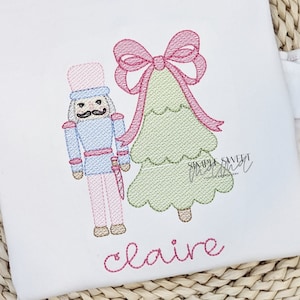 Girl Nutcracker with Tree Embroidery T-shirt/Bubble/Romper