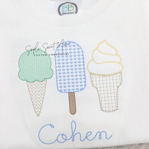 Ice Cream Popsicles Summer Monogrammed Embroidery T-shirt/Bubble/Romper