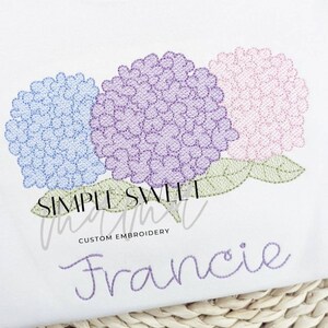 Hydrangeas Embroidery T-shirt/Bubble/Romper