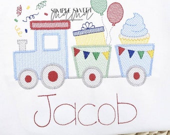 Birthday Choo Choo Train Monogrammed Embroidery T-shirt/Bubble/Romper