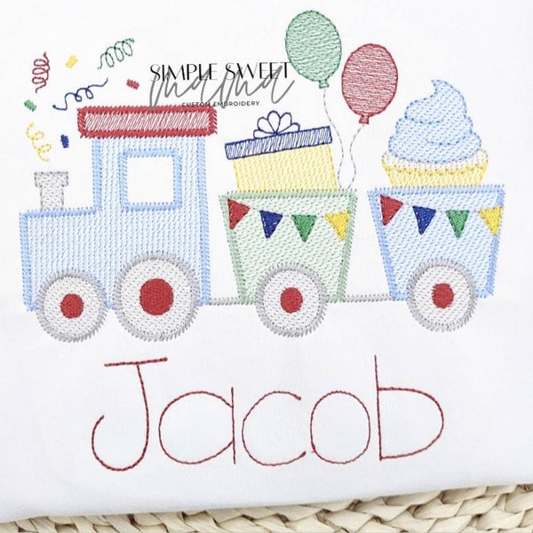 Birthday Choo Choo Train Monogrammed Embroidery T-shirt/Bubble/Romper