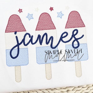 Patriotic Bombpops Popsicles Monogrammed Embroidery T-shirt/Bubble/Romper