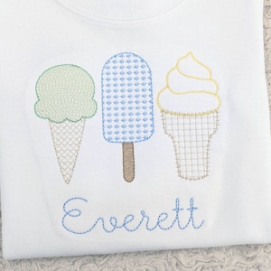 Ice Cream Popsicles Summer Monogrammed Embroidery T-shirt/Bubble/Romper