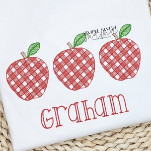 Gingham Apple Trio Embroidery T-shirt/Bubble/Romper