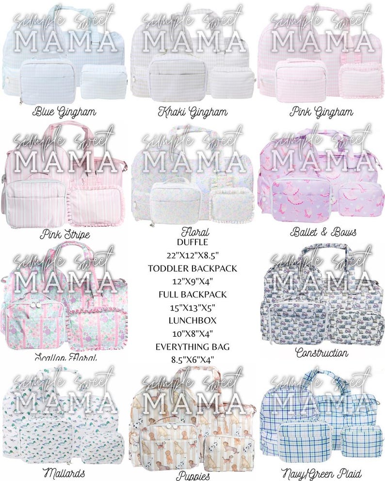Monogrammed Wipeable Backpack - Southern Grandmillenial Style - Pink Gingham Bag Set image 4