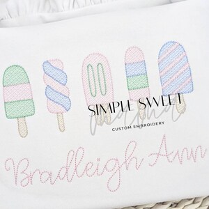 Ice Cream Popsicles Summer Monogrammed Embroidery T-shirt/Bubble/Romper