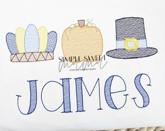 Thanksgiving Trio Embroidery T-shirt/Bubble/Romper