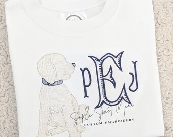 Puppy Dog Monogrammed Embroidery T-shirt/Bubble/Romper