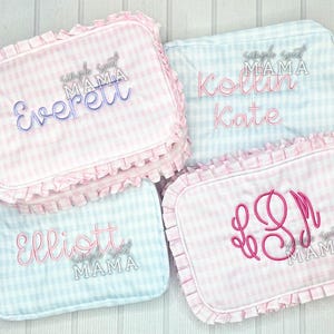 Gingham Grandmillenial Embroidered Nylon Wipeable Bag