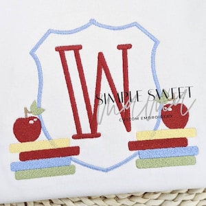 Back to School Crest Monogram Embroidery T-shirt/Bubble/Romper