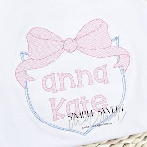 Name with Bow Monogram Embroidery T-shirt/Bubble/Romper