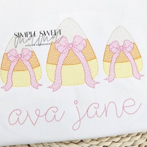 Candy Corn Trio with Bows Monogrammed Embroidery T-shirt/Bubble/Romper