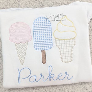 Ice Cream Popsicles Summer Monogrammed Embroidery T-shirt/Bubble/Romper