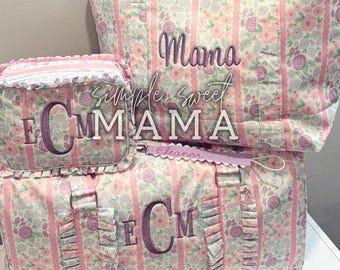 Personalized Nylon Hospital Bag Set: Tote, Duffle & Paci Clip