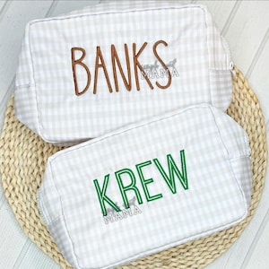 Boys Gingham Embroidered Nylon Wipeable Toiletry Bag