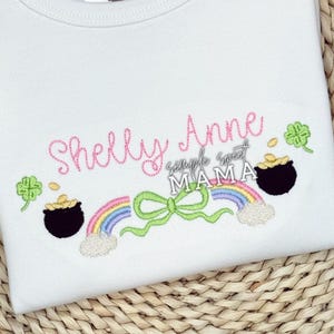 Girl St Patrick&#39;s Shirt Embroidery T-shirt/Bubble/Romper