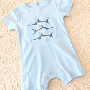 Swordfish Marlin Trio Embroidery T-shirt/Bubble/Romper