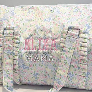 Personalized Floral Duffle Bag: Embroidered Ruffle Travel Bag